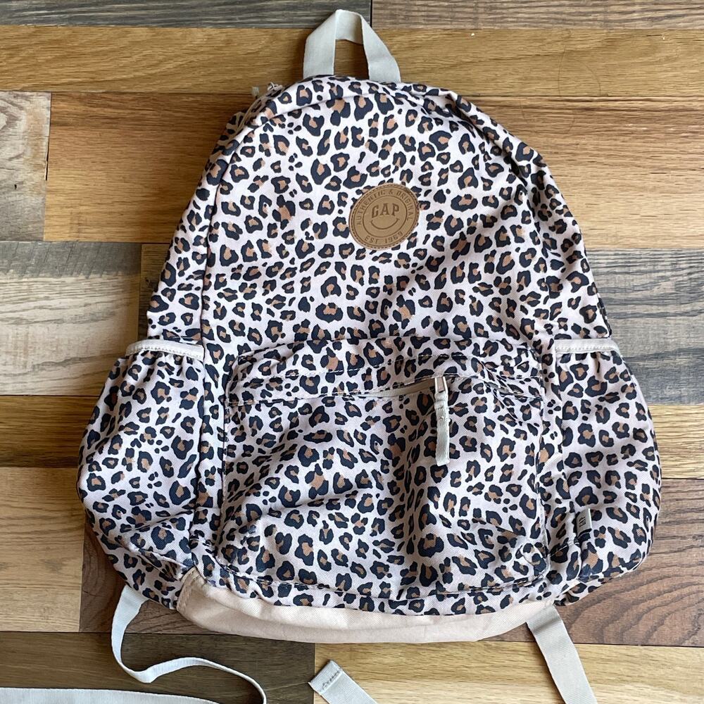 GAP Kids Leopard Print Backpack Pink Brown School Book Bag